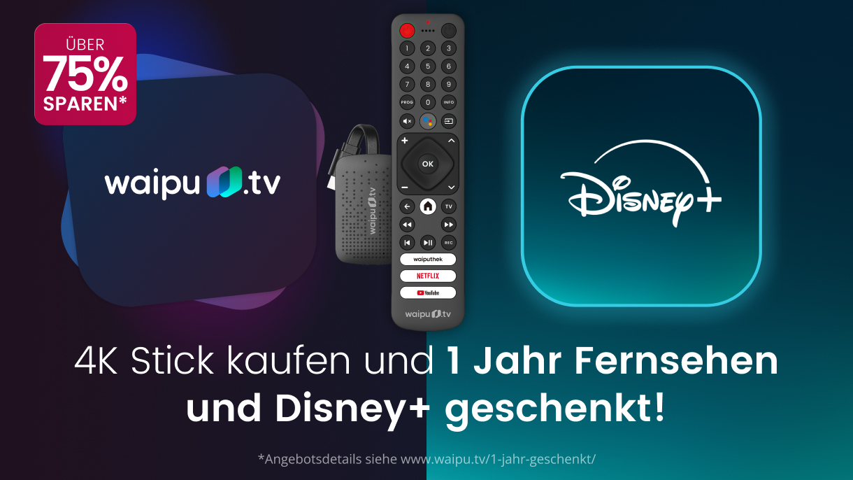 Große waipu.tv-Weihnachtsaktion: Ein Jahr bestes Fernsehen und Disney+ geschenkt